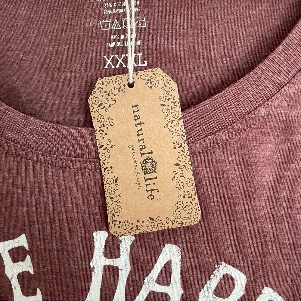 NATURAL LIFE Brown 'Live Happy' Short Sleeve Tee - Picture 3 of 4